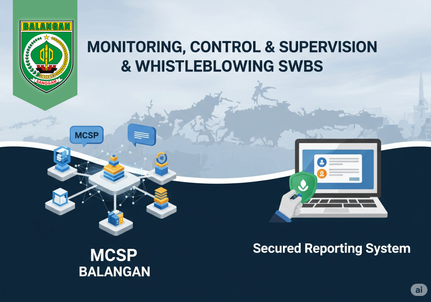Ilustrasi tim inspektorat yang sedang bekerja di kantor modern dengan perangkat digital dan dokumen